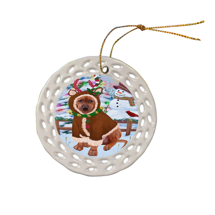Christmas Gingerbread House Candyfest Rhodesian Ridgeback Dog Ceramic Doily Ornament DPOR56851