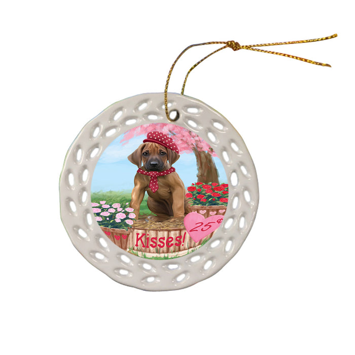 Rosie 25 Cent Kisses Rhodesian Ridgeback Dog Ceramic Doily Ornament DPOR56358