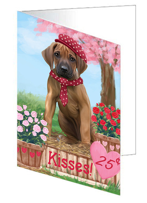 Rosie 25 Cent Kisses Rhodesian Ridgeback Dog Handmade Artwork Assorted Pets Greeting Cards and Note Cards with Envelopes for All Occasions and Holiday Seasons GCD72521