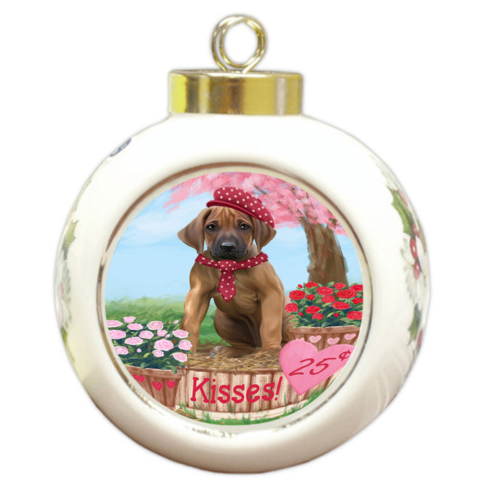 Rosie 25 Cent Kisses Rhodesian Ridgeback Dog Round Ball Christmas Ornament RBPOR56358