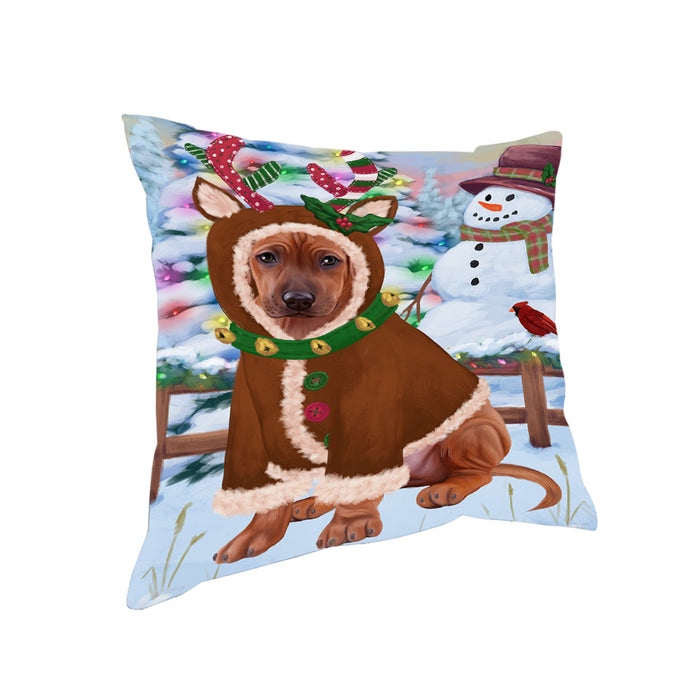 Christmas Gingerbread House Candyfest Rhodesian Ridgeback Dog Pillow PIL80272