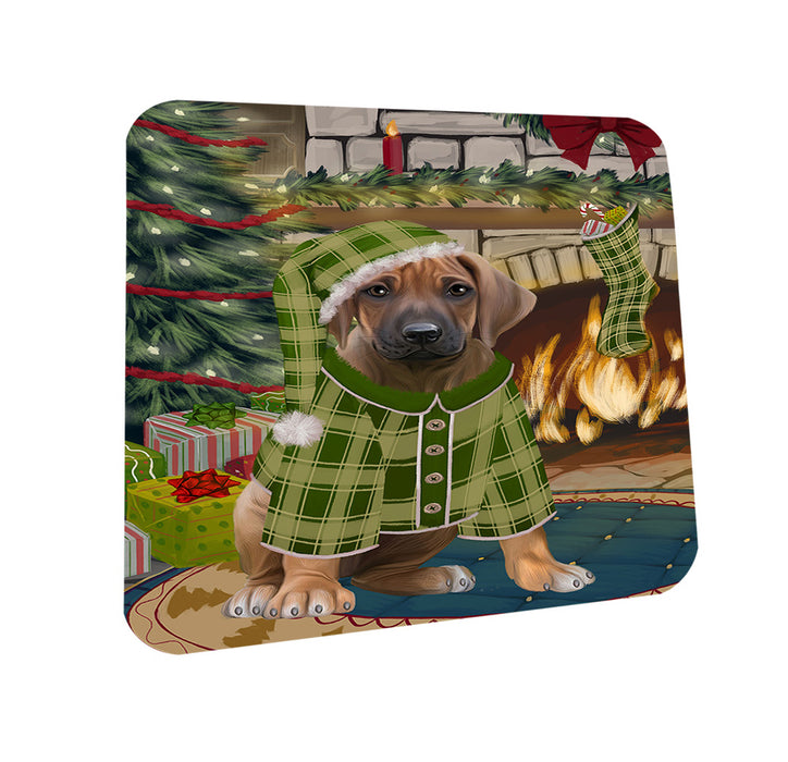 The Stocking was Hung Rhodesian Ridgeback Dog Coasters Set of 4 CST55538