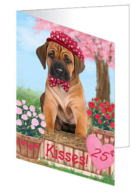 Rosie 25 Cent Kisses Rhodesian Ridgeback Dog Handmade Artwork Assorted Pets Greeting Cards and Note Cards with Envelopes for All Occasions and Holiday Seasons GCD72524