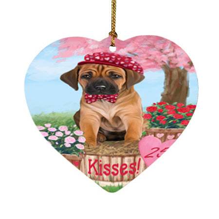 Rosie 25 Cent Kisses Rhodesian Ridgeback Dog Heart Christmas Ornament HPOR56359