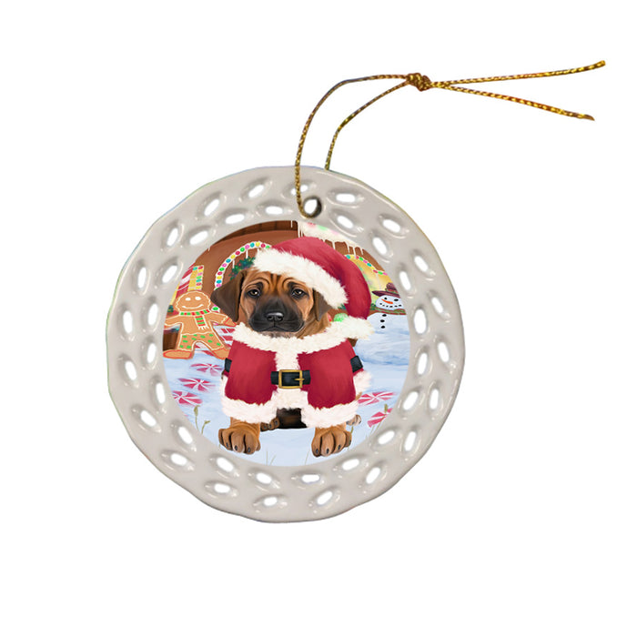 Christmas Gingerbread House Candyfest Rhodesian Ridgeback Dog Ceramic Doily Ornament DPOR56852