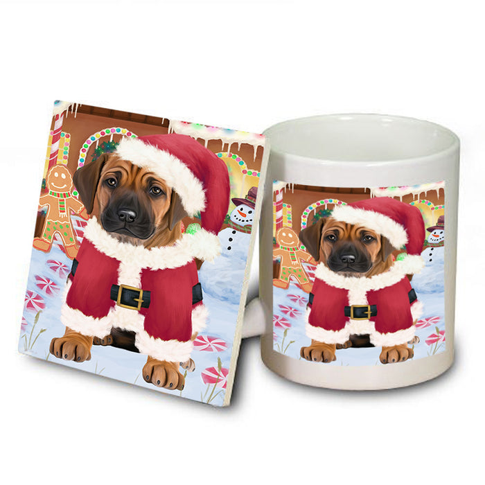 Christmas Gingerbread House Candyfest Rhodesian Ridgeback Dog Mug and Coaster Set MUC56488