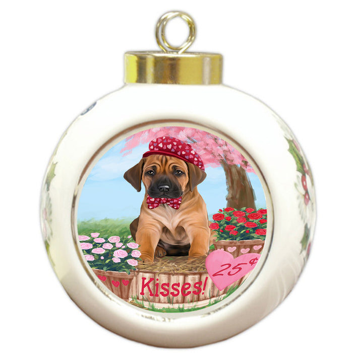 Rosie 25 Cent Kisses Rhodesian Ridgeback Dog Round Ball Christmas Ornament RBPOR56359