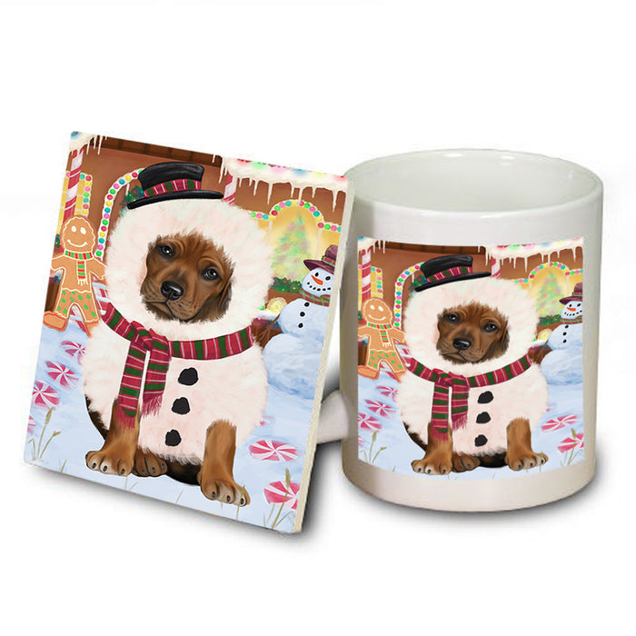 Christmas Gingerbread House Candyfest Rhodesian Ridgeback Dog Mug and Coaster Set MUC56489