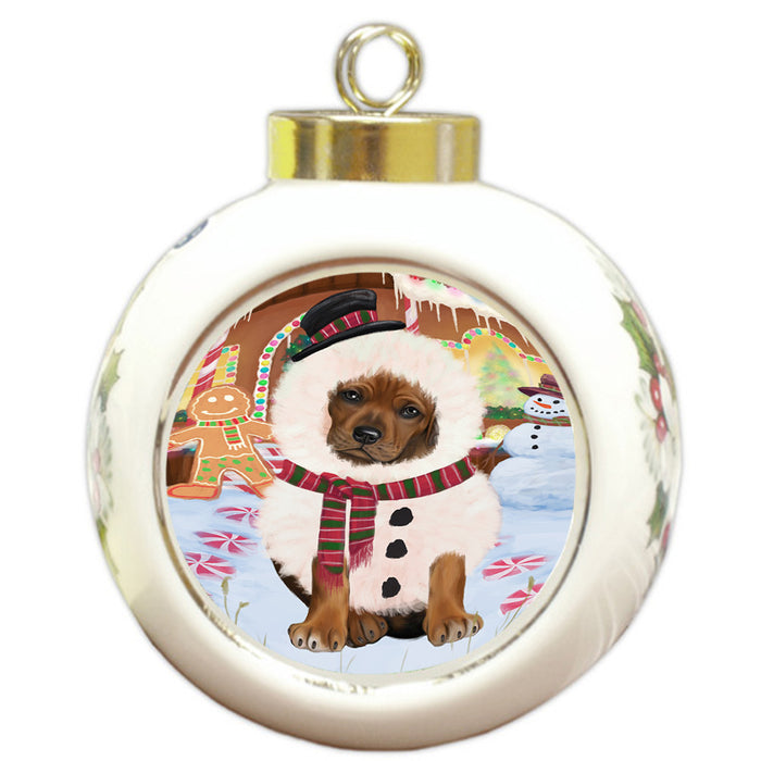 Christmas Gingerbread House Candyfest Rhodesian Ridgeback Dog Round Ball Christmas Ornament RBPOR56853