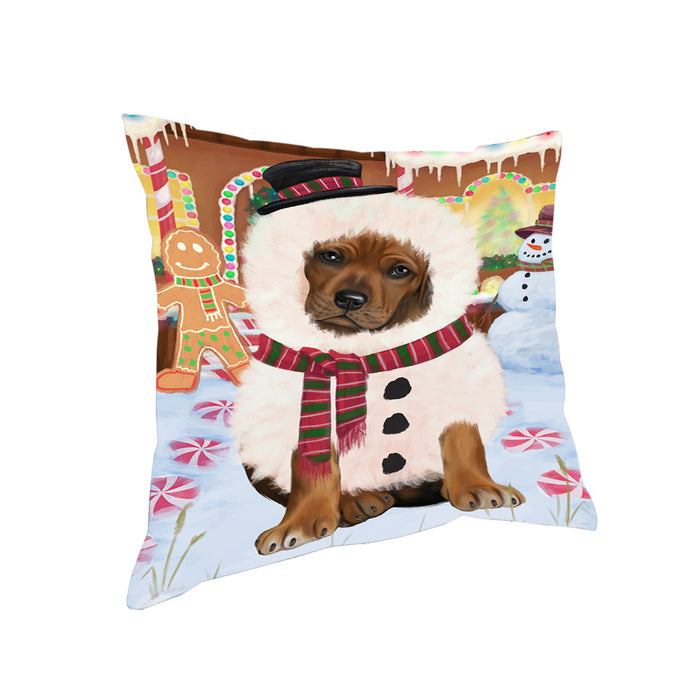 Christmas Gingerbread House Candyfest Rhodesian Ridgeback Dog Pillow PIL80280