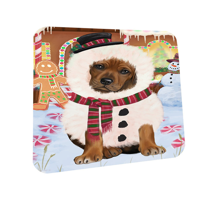Christmas Gingerbread House Candyfest Rhodesian Ridgeback Dog Coasters Set of 4 CST56455