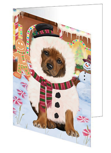 Christmas Gingerbread House Candyfest Rhodesian Ridgeback Dog Handmade Artwork Assorted Pets Greeting Cards and Note Cards with Envelopes for All Occasions and Holiday Seasons GCD74006