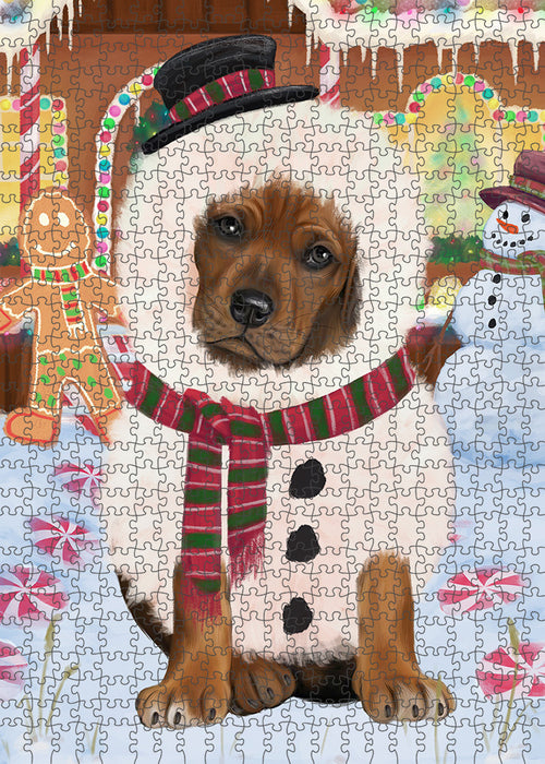 Christmas Gingerbread House Candyfest Rhodesian Ridgeback Dog Puzzle with Photo Tin PUZL94188