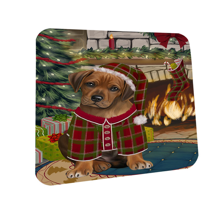The Stocking was Hung Rhodesian Ridgeback Dog Coasters Set of 4 CST55539