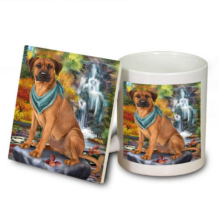 Scenic Waterfall Rhodesian Ridgeback Dog Mug and Coaster Set MUC51929