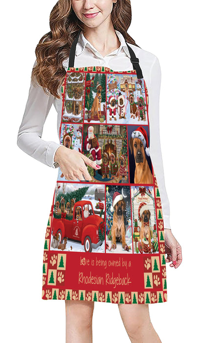 Love is Being Owned Christmas Rhodesian Ridgeback Dogs Apron