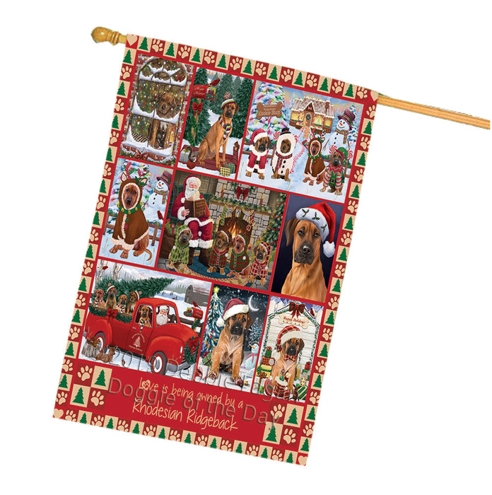 Love is Being Owned Christmas Rhodesian Ridgeback Dogs House Flag FLG66086