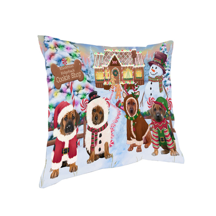 Holiday Gingerbread Cookie Shop Rhodesian Ridgebacks Dog Pillow PIL80348