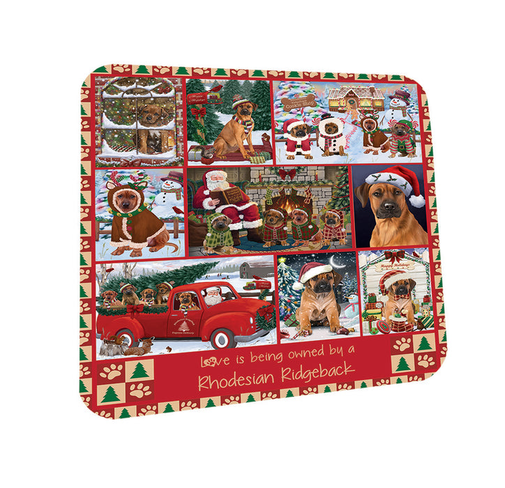 Love is Being Owned Christmas Rhodesian Ridgeback Dogs Coasters Set of 4 CST57205