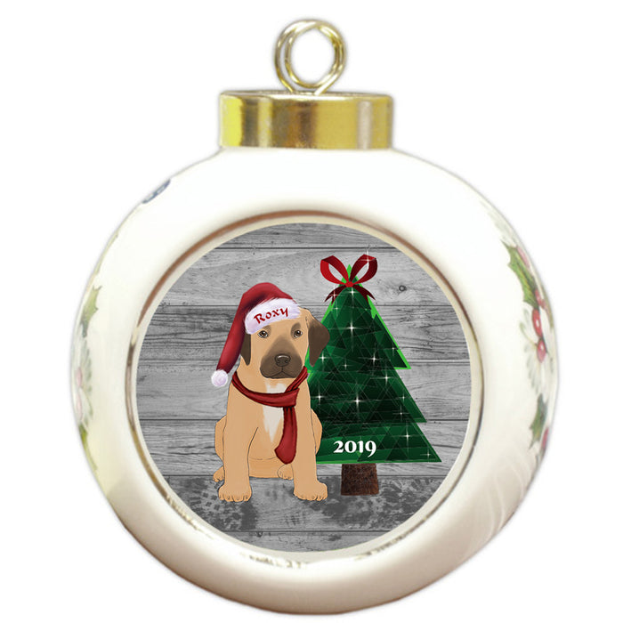 Custom Personalized Rhodesian Ridgeback Dog Glassy Classy Christmas Round Ball Ornament