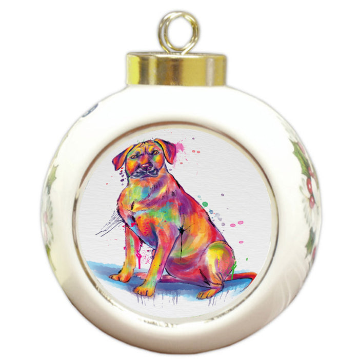 Watercolor Rhodesian Ridgeback Dog Round Ball Christmas Ornament RBPOR58334