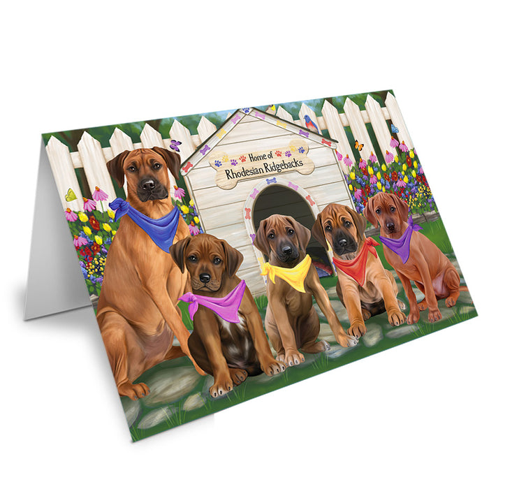 Spring Dog House Pomeranians Dog Handmade Artwork Assorted Pets Greeting Cards and Note Cards with Envelopes for All Occasions and Holiday Seasons GCD54629