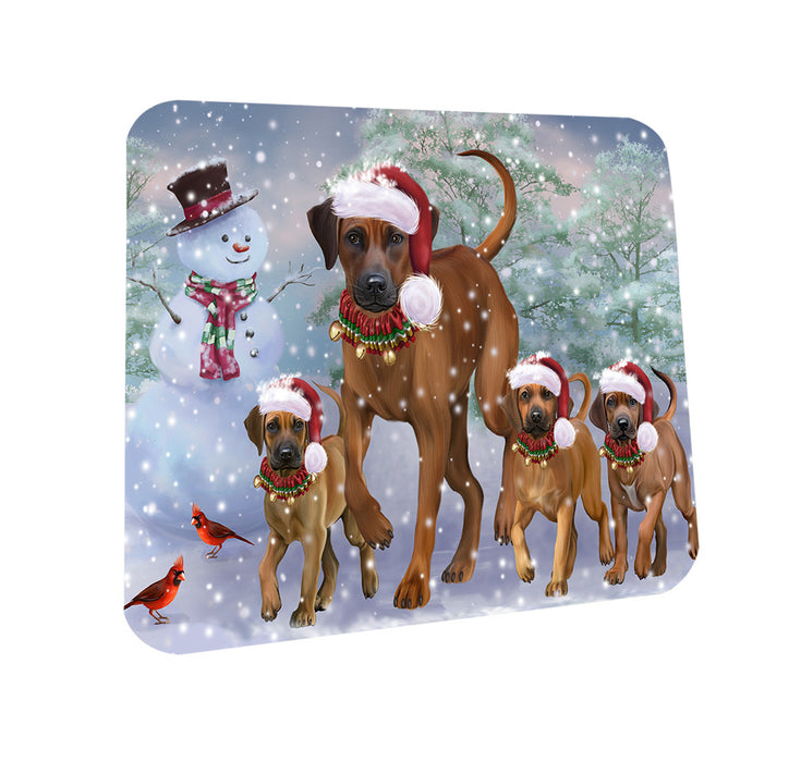 Christmas Running Family Rhodesian Ridgebacks Dog Coasters Set of 4 CST56598