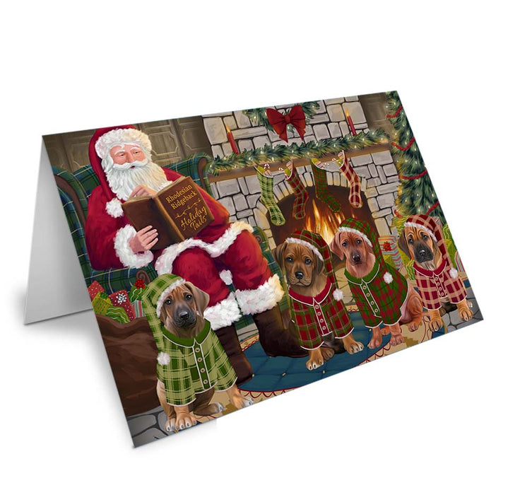 Christmas Cozy Holiday Tails Rhodesian Ridgebacks Dog Handmade Artwork Assorted Pets Greeting Cards and Note Cards with Envelopes for All Occasions and Holiday Seasons GCD70655