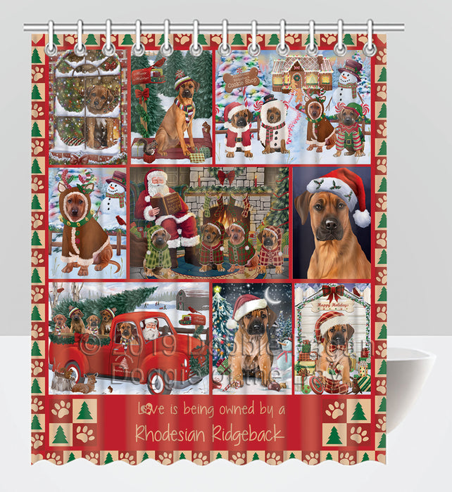 Love is Being Owned Christmas Rhodesian Ridgeback Dogs Shower Curtain