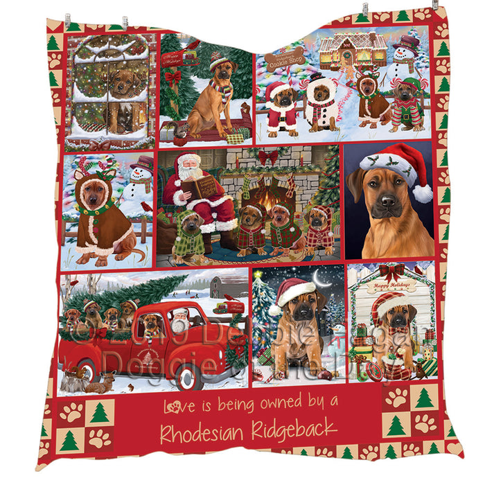 Love is Being Owned Christmas Rhodesian Ridgeback Dogs Quilt