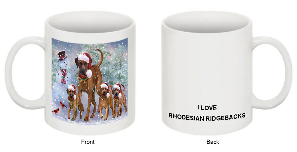 Christmas Running Family Rhodesian Ridgebacks Dog Coffee Mug MUG52038