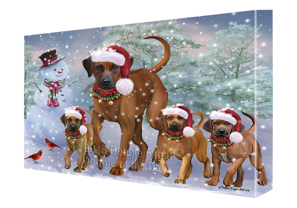 Christmas Running Family Rhodesian Ridgebacks Dog Canvas Print Wall Art Décor CVS131984