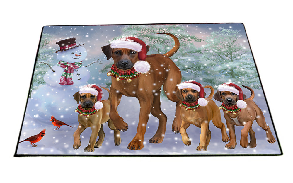 Christmas Running Family Rhodesian Ridgebacks Dog Floormat FLMS53712