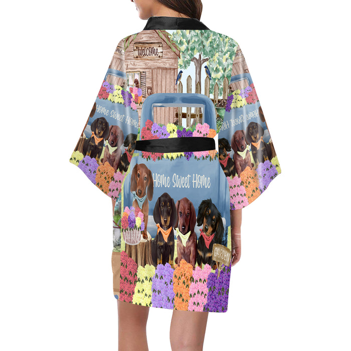 Rhododendron Home Sweet Home Garden Blue Truck Dachshund Dog on Kimono Robe