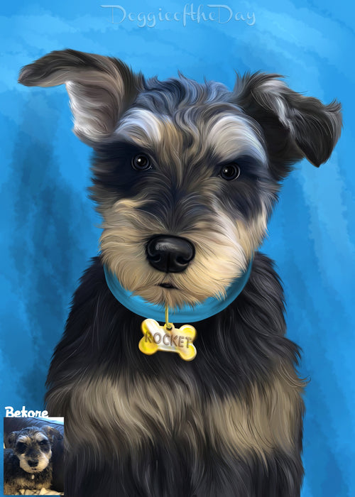 Digital Painting PERSONALIZED Caricature PET PORTRAIT! Custom Pet Dog or Cat Art