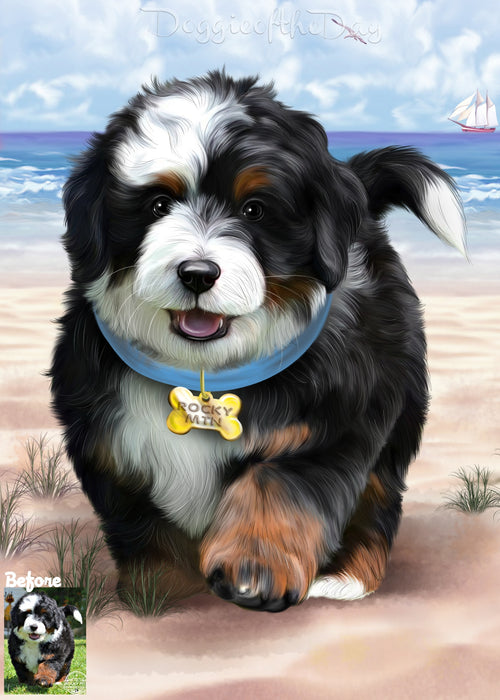 Custom Painting Art Photo Personalized Dog Cat in Pet Friendly Beach Background