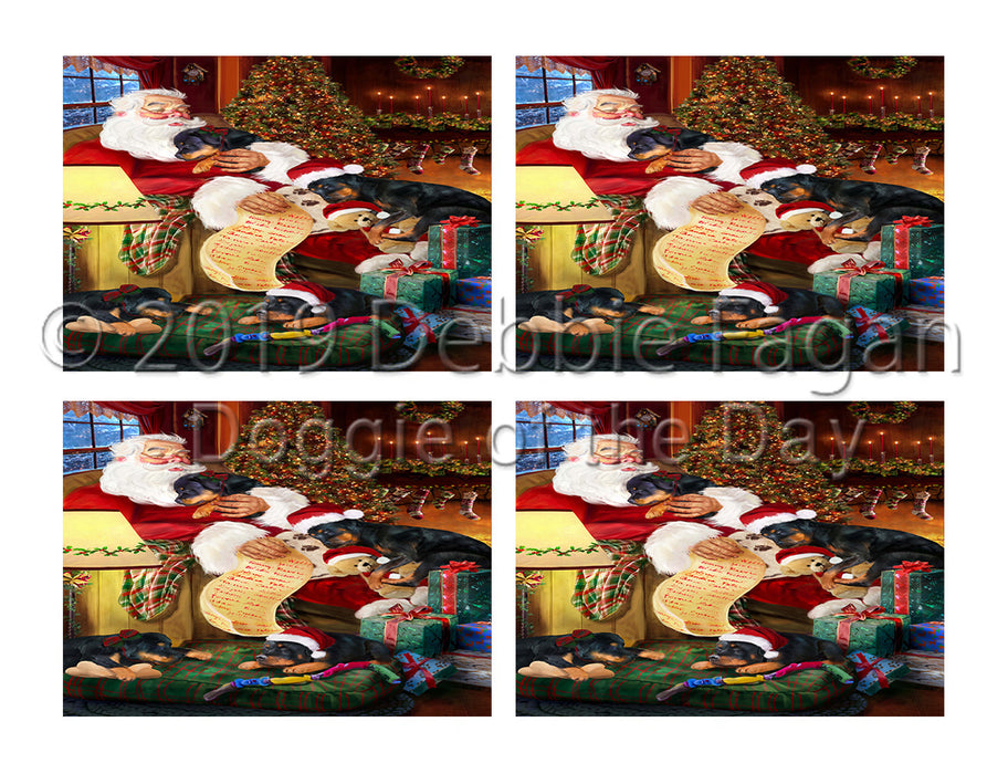 Santa Sleeping with Rottweiler Dogs Placemat