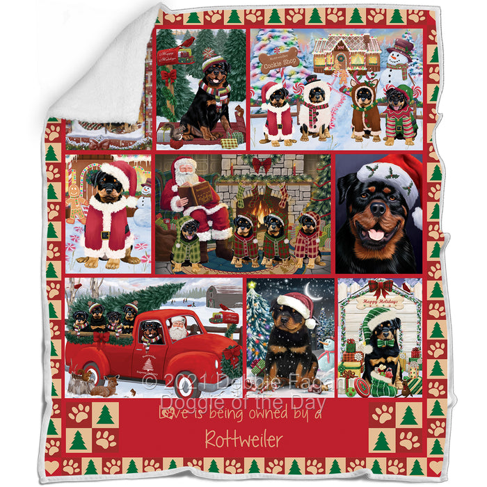 Love is Being Owned Christmas Rottweiler Dogs Blanket BLNKT143491