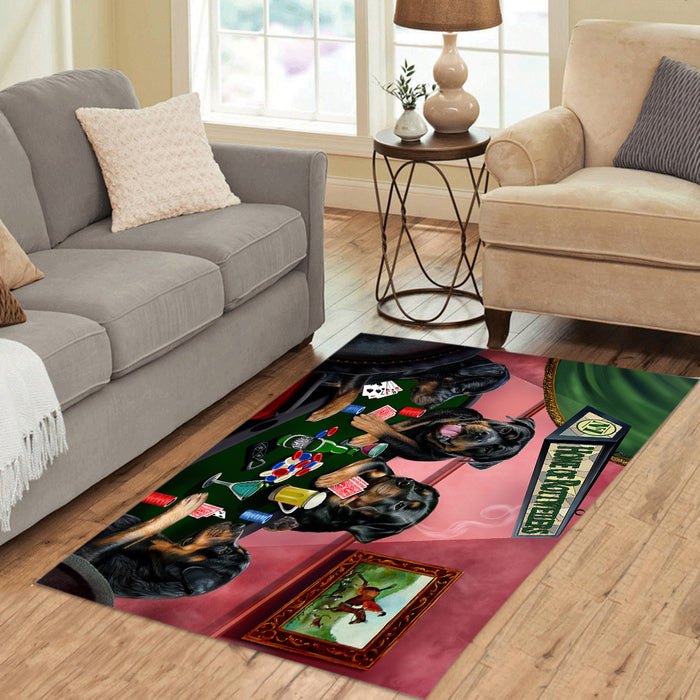 Home of  Rottweiler Dogs Playing Poker Area Rug
