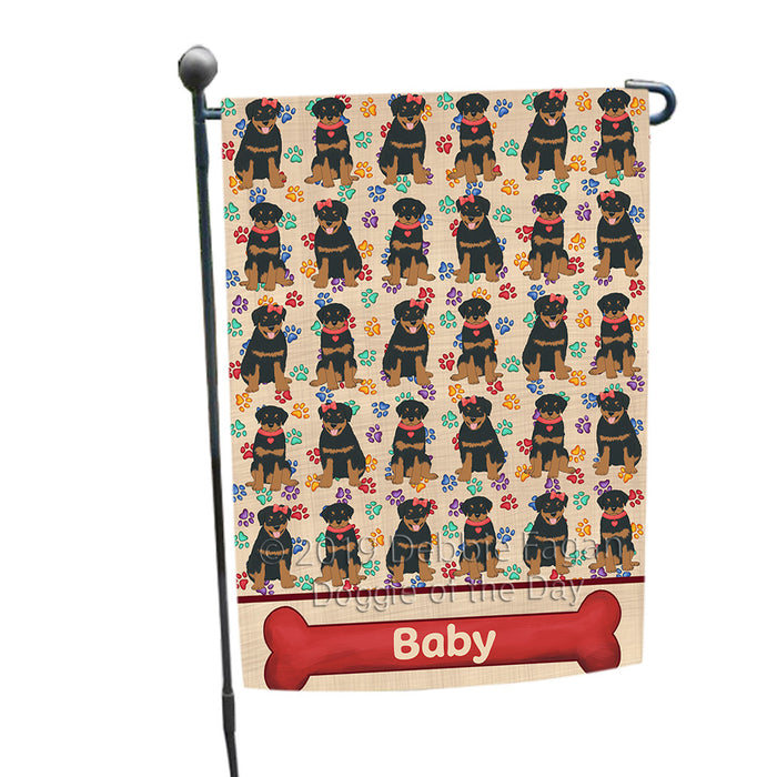 Rainbow Paw Print Rottweiler Dogs Garden Flag GFLG65311