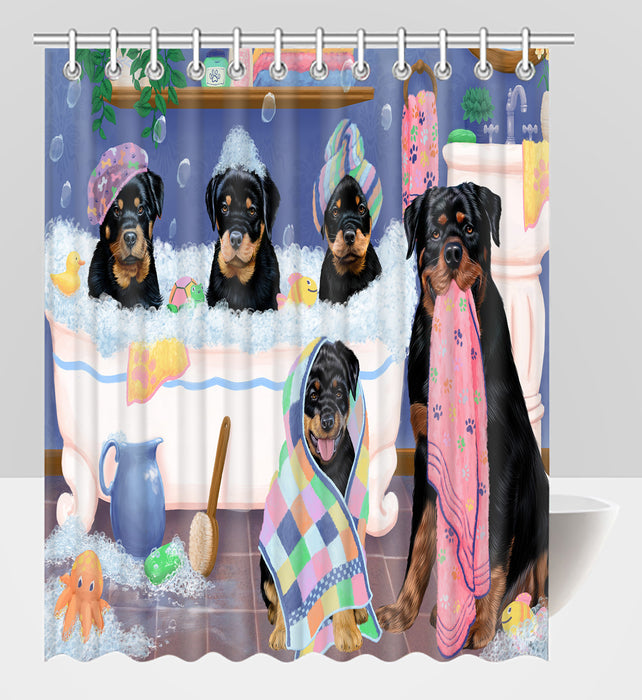 Rub A Dub Dogs In A Tub Rottweiler Dogs Shower Curtain