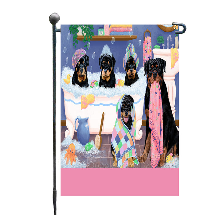 Personalized Rub A Dub Dogs In A Tub Rottweiler Dogs Custom Garden Flag GFLG64901