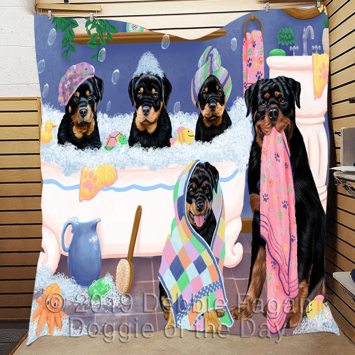 Rub A Dub Dogs In A Tub Rottweiler Dogs Quilt