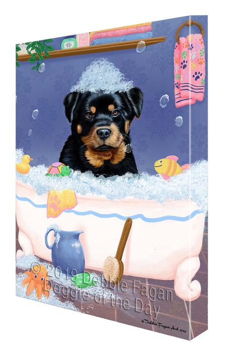 Rub A Dub Dog In A Tub Rottweiler Dog Canvas Print Wall Art Décor CVS143360