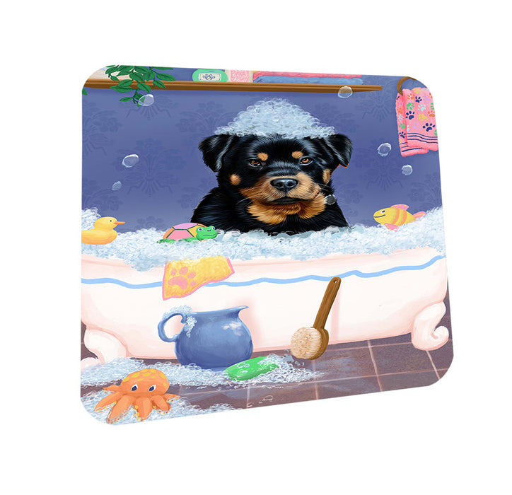 Rub A Dub Dog In A Tub Rottweiler Dog Coasters Set of 4 CST57386