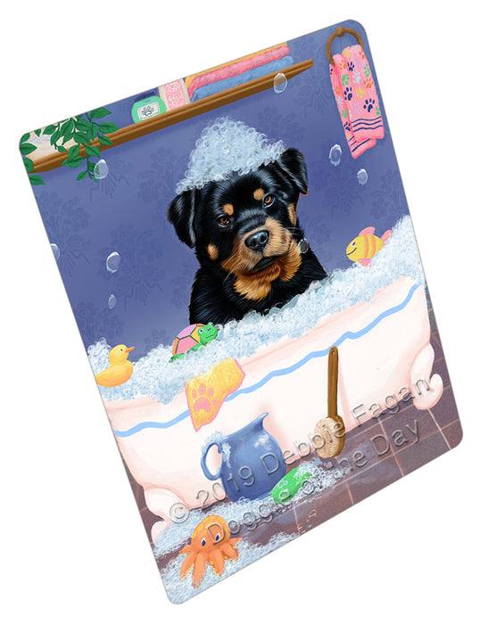 Rub A Dub Dog In A Tub Rottweiler Dog Cutting Board - For Kitchen - Scratch & Stain Resistant - Designed To Stay In Place - Easy To Clean By Hand - Perfect for Chopping Meats, Vegetables