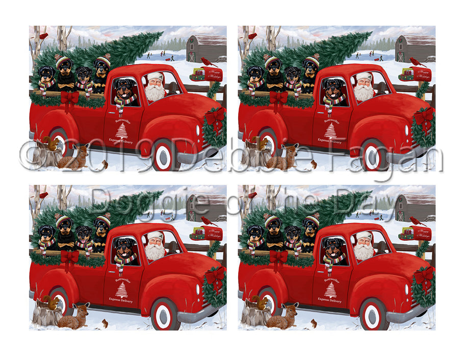 Christmas Santa Express Delivery Red Truck Rottweiler Dogs Placemat