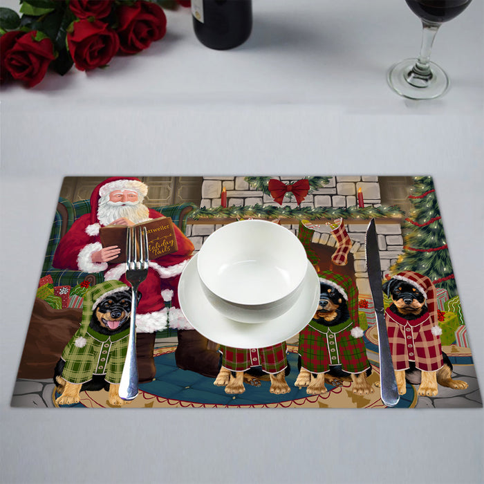 Christmas Cozy Holiday Fire Tails Rottweiler Dogs Placemat