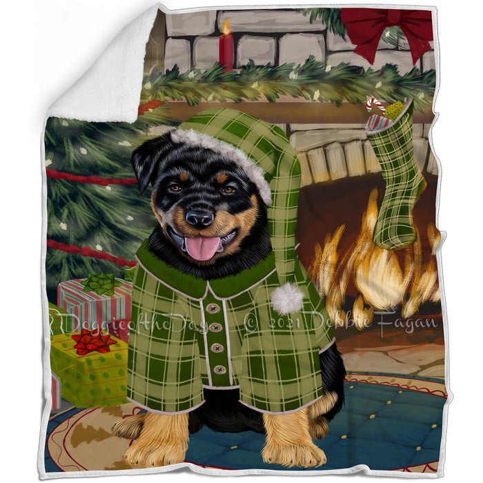 The Stocking was Hung Rottweiler Dog Blanket BLNKT119685