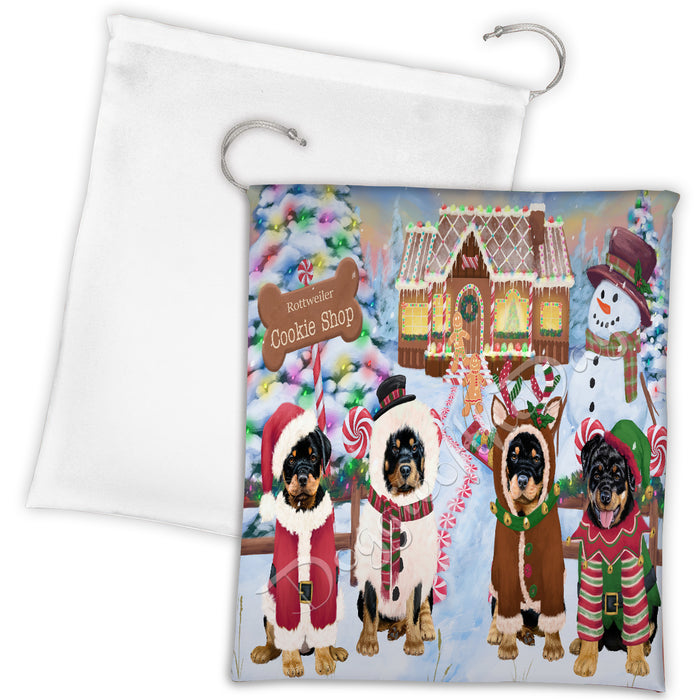 Holiday Gingerbread Cookie Rottweiler Dogs Shop Drawstring Laundry or Gift Bag LGB48625